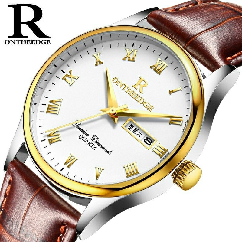 Rui Zhi Yuan Watch Ultra-thin Waterproof Business Genuine Leather Strap ...