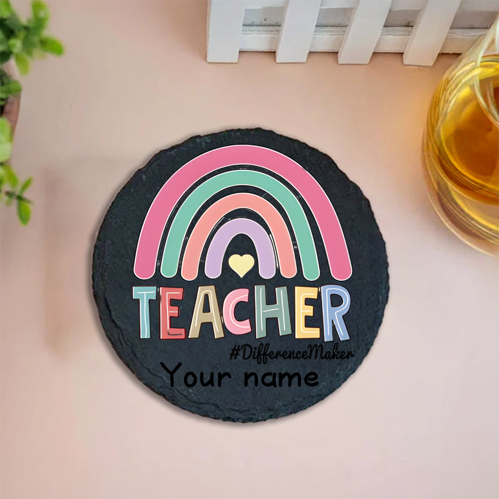 Thank You Teacher Gift Custom Name Fashion Wooden Coasters Tea Coffee ...
