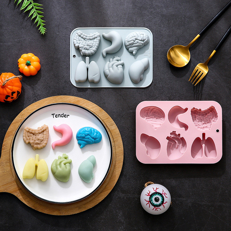 6-Cavity Cartoon Internal Organs Modeling Silicone Mold Chocolate Mold ...