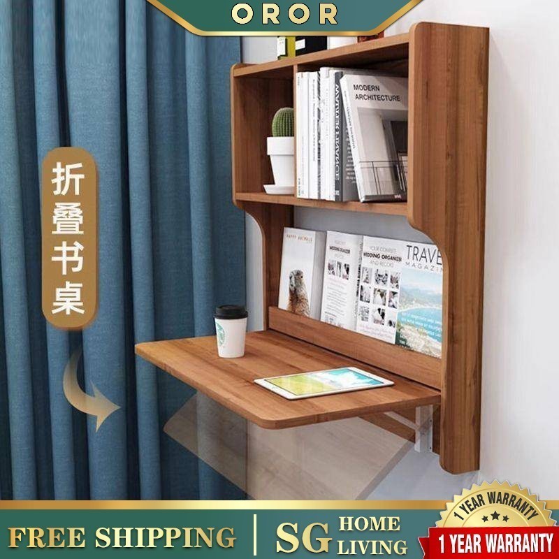 OROR Wall Folding Desk, Wooden Home Computer Desk, Suspended Wall ...