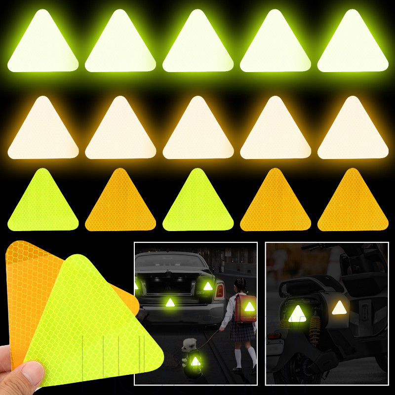 10Pcs Car Triangle Reflective Sticker - for Auto Bumper Trunk - High ...