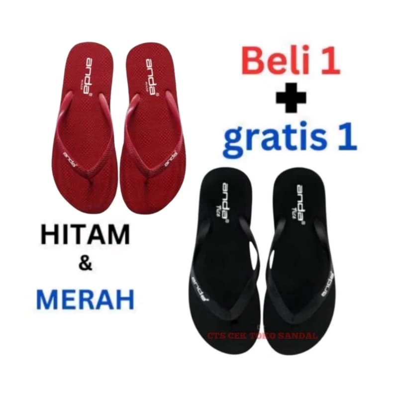 CTS Sandal sendal jepit wanita anda Beli1pasang bonus1pasang simpel keren kekinian murah distro - Gambar 2