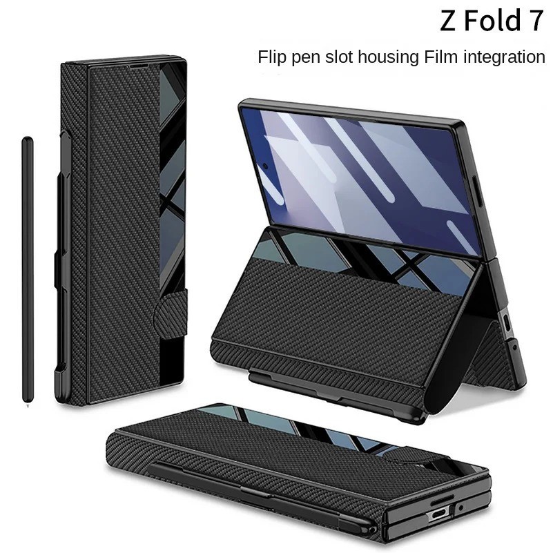 Case Samsung Galaxy Z Fold 7 Fold7 GKK Flip Cover Leather Sheath With Glass