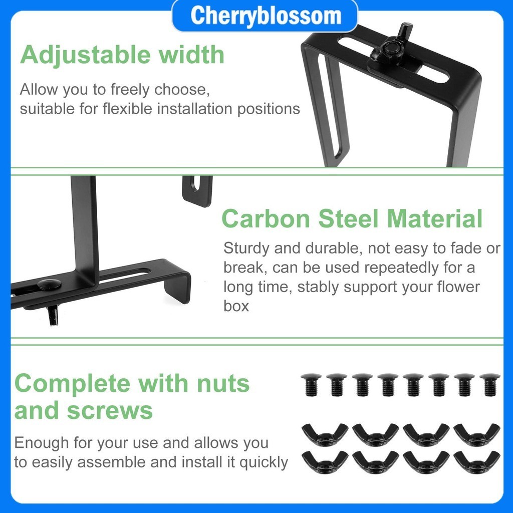2Pcs Planter Box Brackets 16.5-23cm Adjustable Window Box Brackets ...