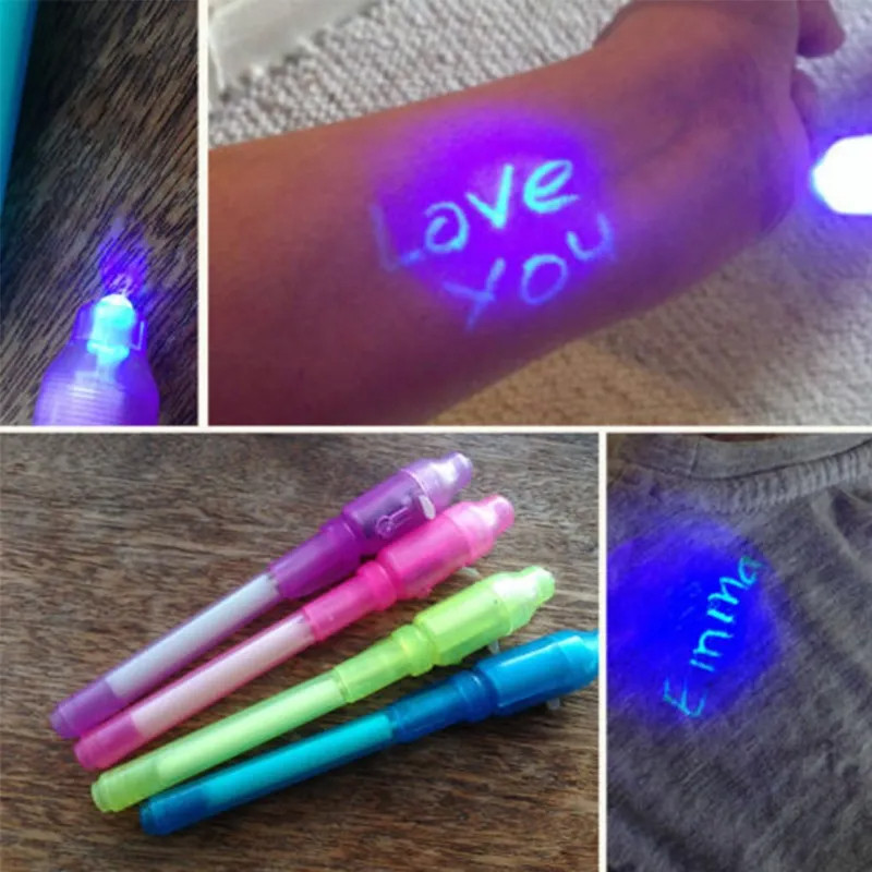 1/4Pcs Invisible Ink Pen Spy Pen with UV Light, Magic Marker for Secret ...