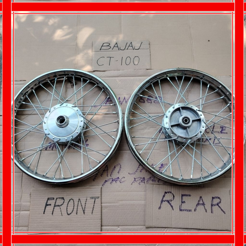 Front or Rear Hub Assembly with Rim & Bearing for CT100 Bajaj (MSK ...