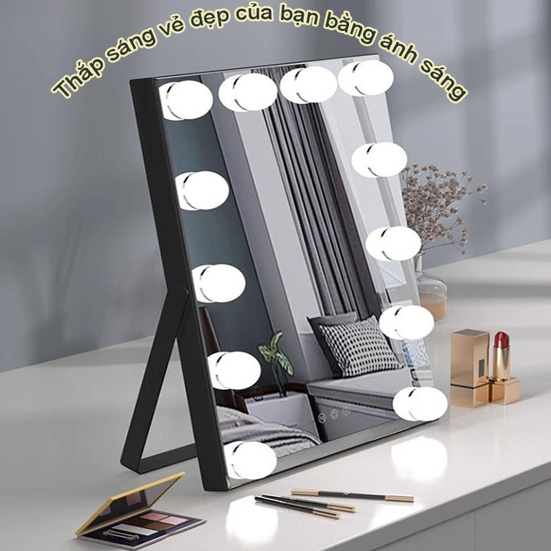 Premium Hollywood LED Mirror - 3-Color Touch - Free String Light ...