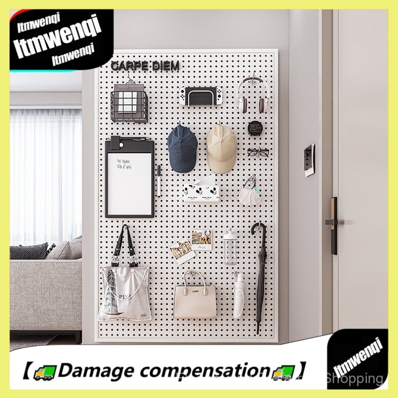 Perforated Board Storage Rack Round Hole Wall-Mounted No-Drill Storage ...