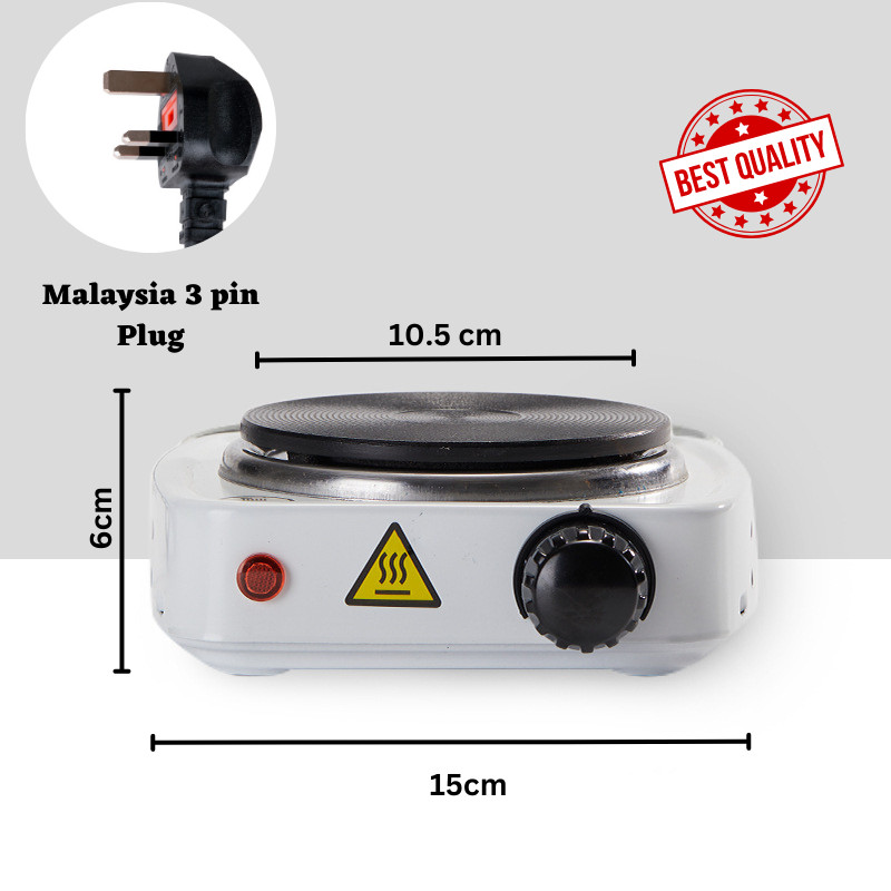 3 Pin Malaysia Plug Mini Electric Heater Stove Hot Cooker Plate 500W