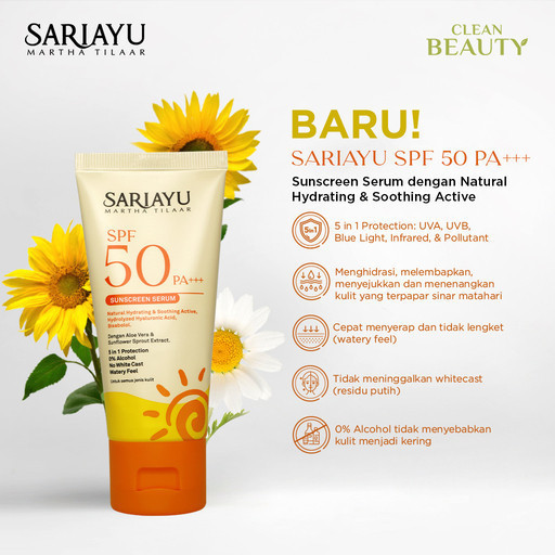 Sariayu Sunscreen Serum SPF 50 PA+++ 30gr / Sari Ayu SPF 30 PA+++ / Merah Jingga Official - Gambar 2