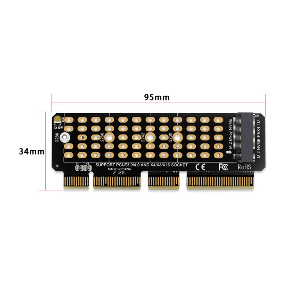 SSD M.2 NVME to PCI-E 4.0 X4 Riser Card PCI-Express X4/X8/X16 Support M ...