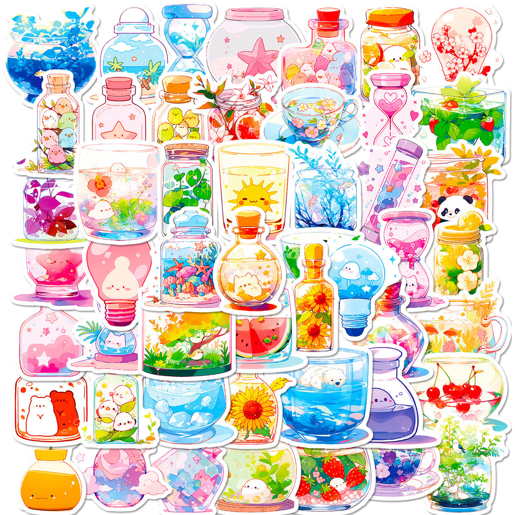 50 Pcs Colorful Vessel Graffiti Stickers - 