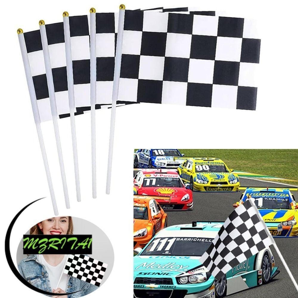 14*21cm Hand Held Race Car Flags Mini Checkered Black and White Racing ...