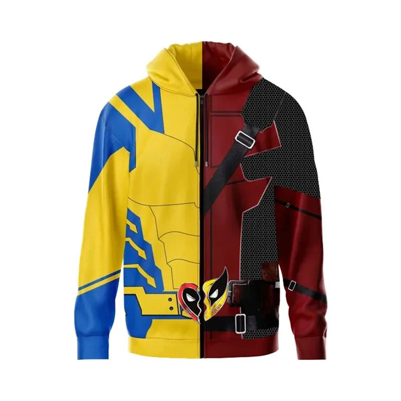 Men Cosplay Deadpool Wolverine Costume Hoodies Sweatshirt Superhero 3D Print Zipper Hooded Jacket Women Halloween Role Play Coat Shopee Singapore