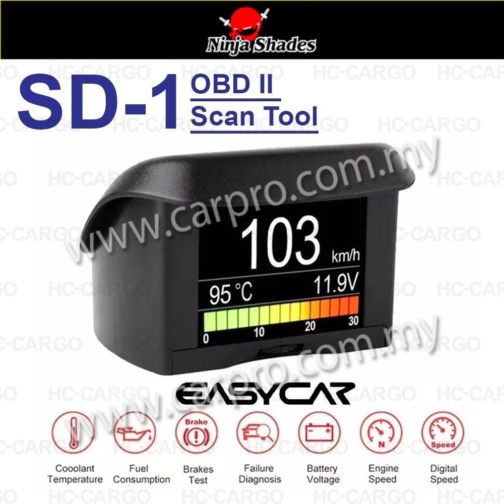 Car OBD HUD Display EASYCAR SD-1 OBD2 Digital Auto Voltage Meter Fuel ...