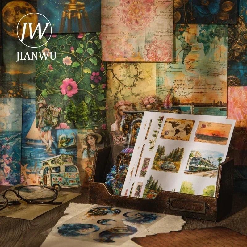 JIANWU Retro Album Series Vintage Character Flower Label Material ...