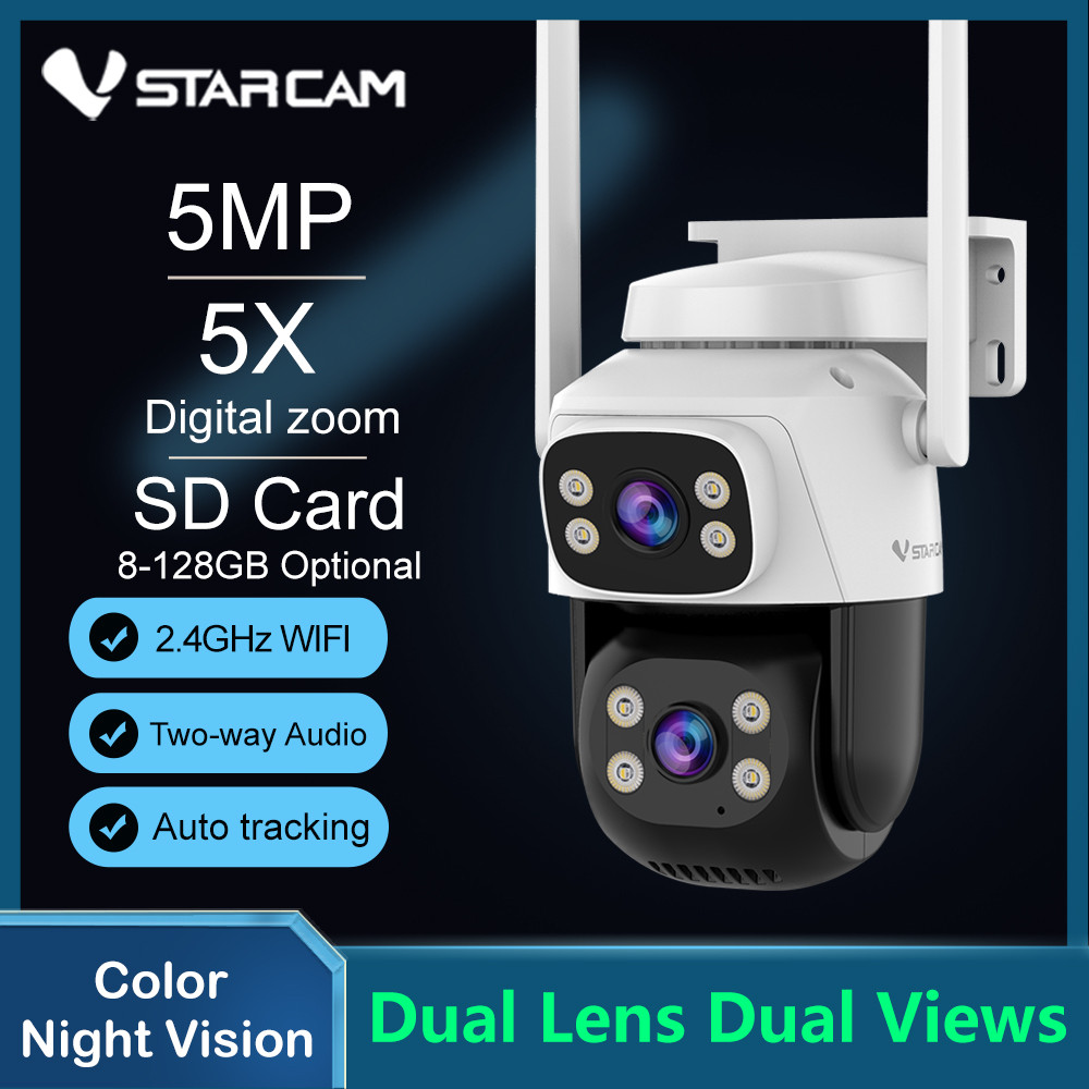 Vstarcam 5MP 5X Digital zoom Outdoor Wifi PTZ Camera Dual Lens Wireless ...