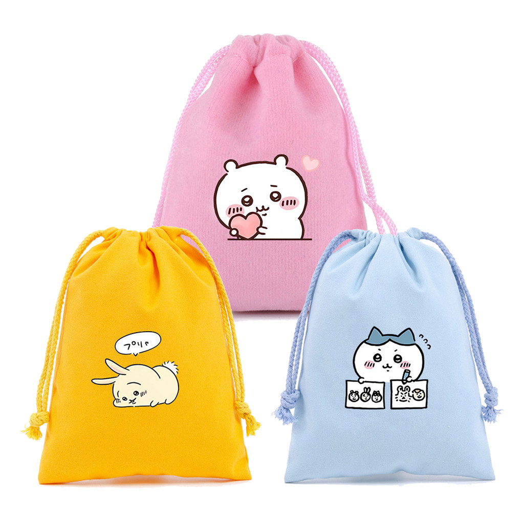 Chiikawas Drawstring Bag Bundle Pocket Cute Cartoon Printed Anime Girl ...