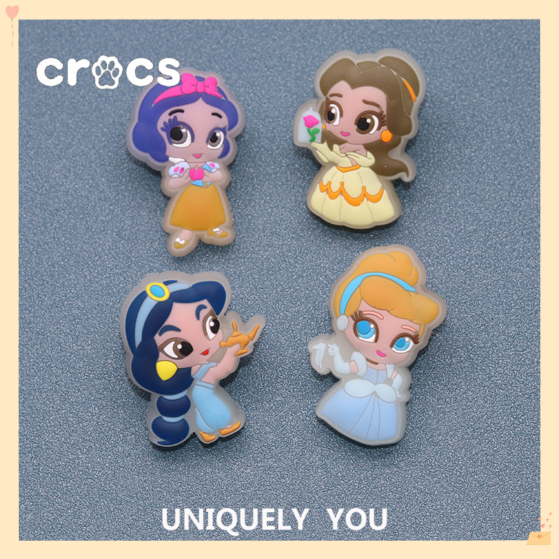 cute Jibbitz LED shoe buckle Snow White flashing light shoe flower charm  cute Disney princess glowing shoe buckle LED hole shoe accessories