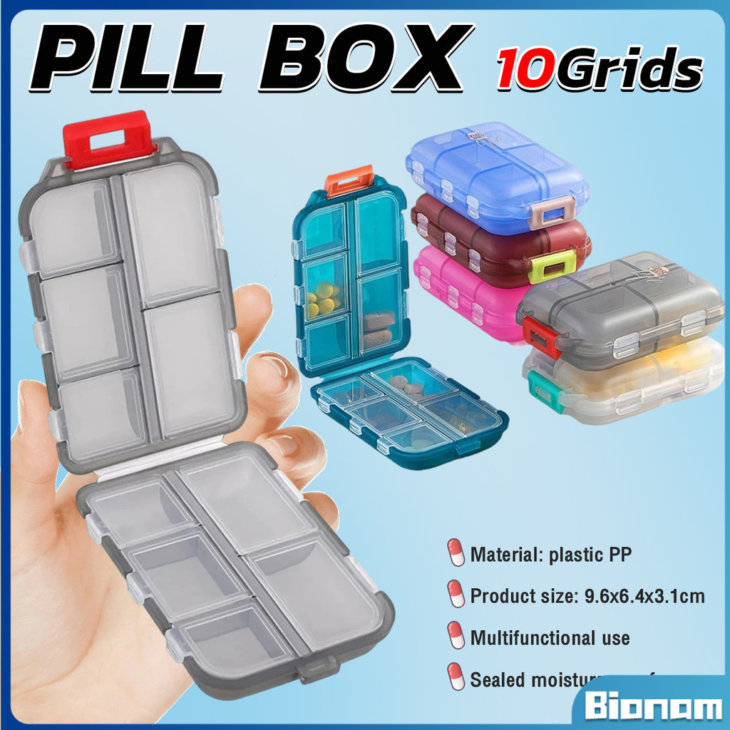 2 Layer Folding Medicine Box Mini Storage Box Portable 10-Compartments ...