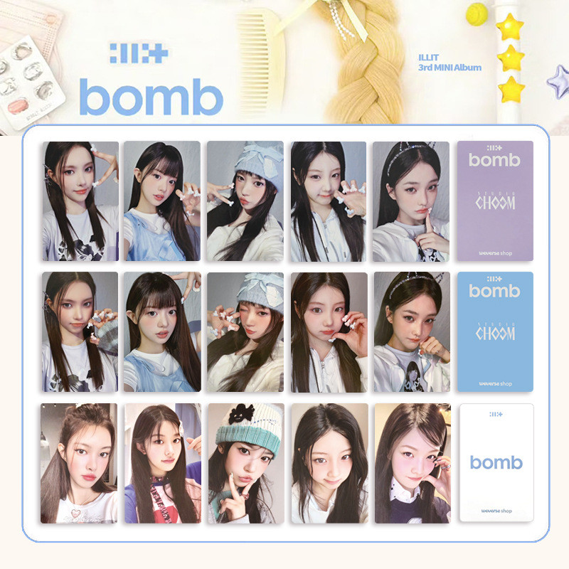 ILLIT BOMB GLLIT MEMBERSHIP Lomo Cards LIGHT STICK Acrylic Key