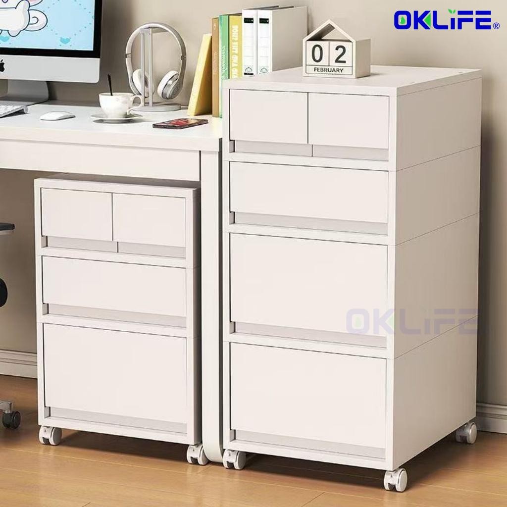 Storage Cabinet Mobile Office Home Desktop Organizer Box Multi-level Gusseted Shelf With Wheels Organizer alternate view