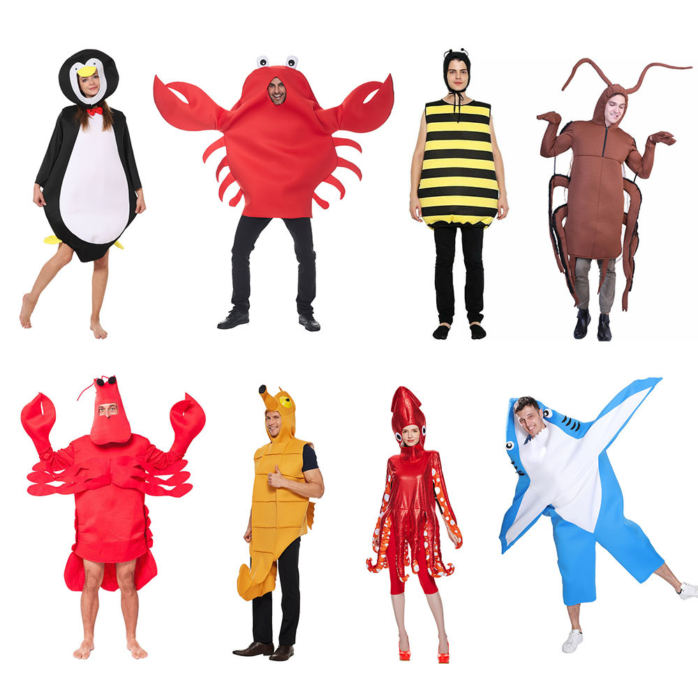 ZST Adult Funny Red Crab Cosplay Costume Funky Sea Animals Halloween ...