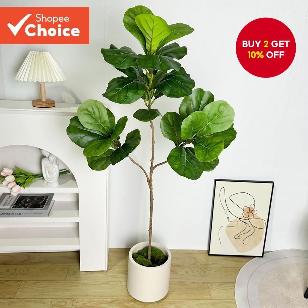 70/103cm Artificial Ficus Tree Branches Large Banyan Leaves Fake Rubber ...