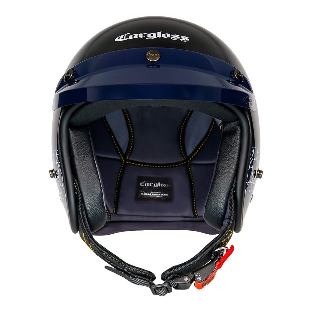 Cargloss CFM Retro Helm Half Face - Sashiko Black - Gambar 4