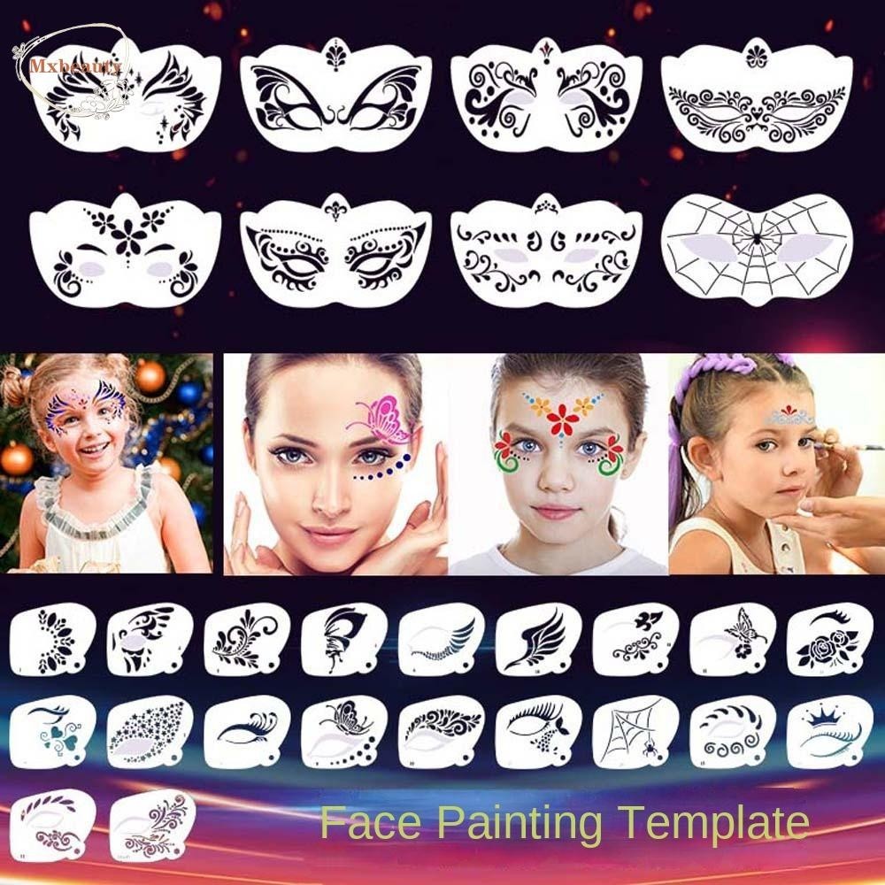MXBEAUTY Face Paint Templates, Reusable Multiple Pattern Body Art Paint ...