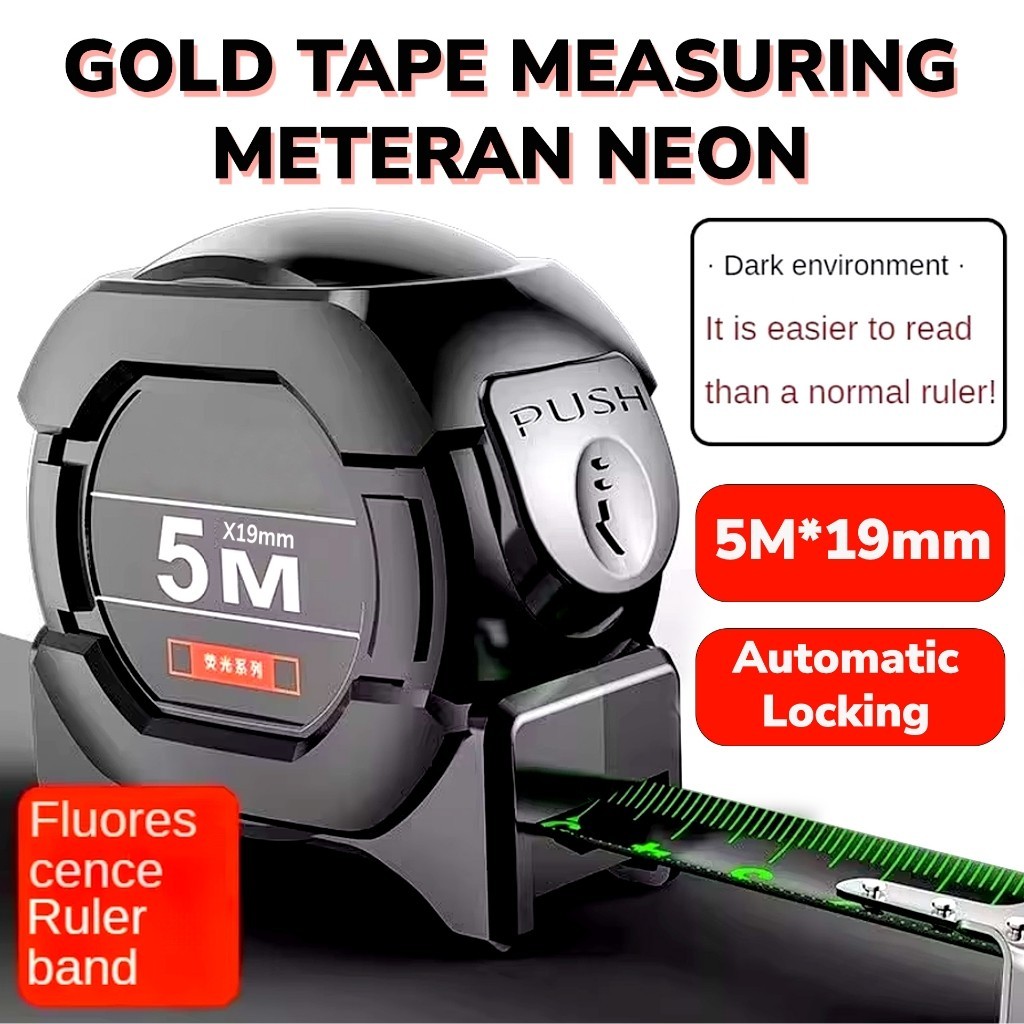 Neon Meter Roll Carpenter Wood Iron Measuring Tape Ruler Fluorescence ...