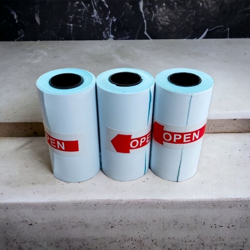 1ROL Kertas Thermal Stiker Mini Ukuran 58x30 57x30 Rol Printer Bluetooth 58MM Tempel Label Price Pengiriman Termal Paper Stikers Hitam Pekat A300 - Gambar 3