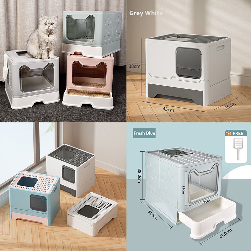 【SG SELLER】Foldable Cat Litter Box Drawer Type Cat Litter Box Cat ...