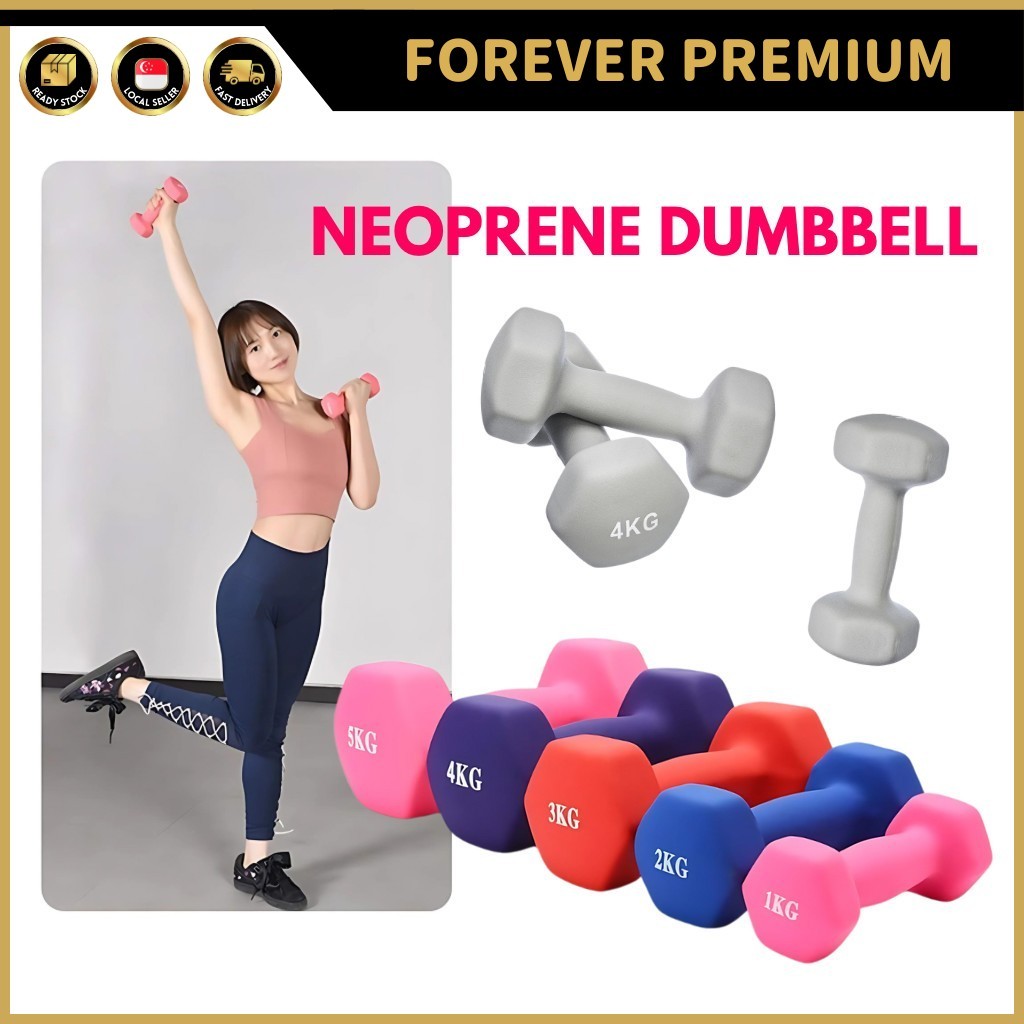 FOREVER PREMIUM Neoprene Coated Dumbbells 1kg 2kg 3kg 4kg 5kg Weight Lifting Equipment Exercise Easy Grip Home Shopee Singapore