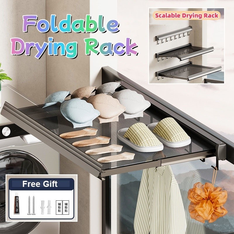 Retractable Drying Rack Foldable Bathroom Towel Rack Multifunctional ...