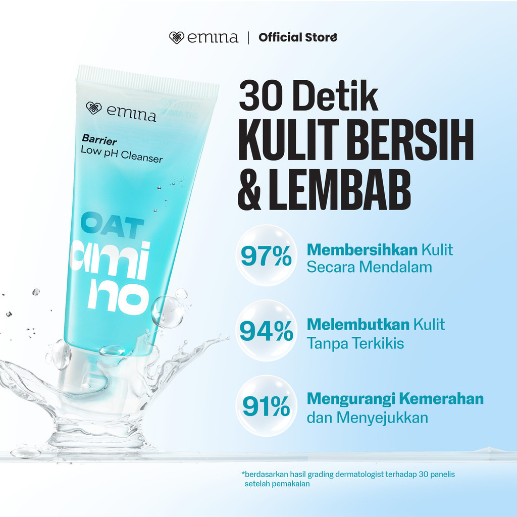 Emina Oat Amino Ceramide Barrier Low pH Gel Cleanser 70ml / Merah Jingga Official - Gambar 3