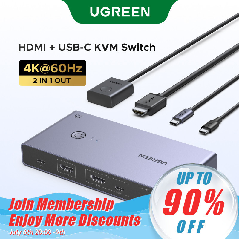 UGREEN USBC KVM Composite Switch 2in1outAluminum enclosure 4K@60Hz USB ...