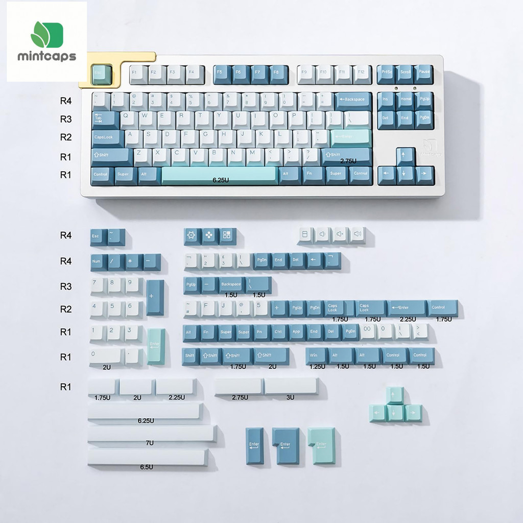 Mintcaps Shoko Keycaps Blue White 172Keys Cherry PBT Double shot ...