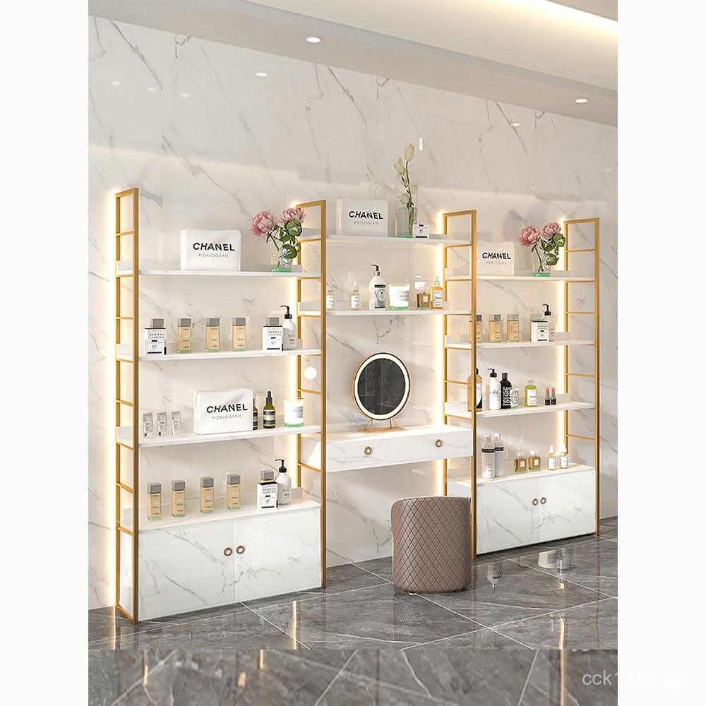 Display Rack Skincare Shelf Display Cabinet with Light Strip Storage ...