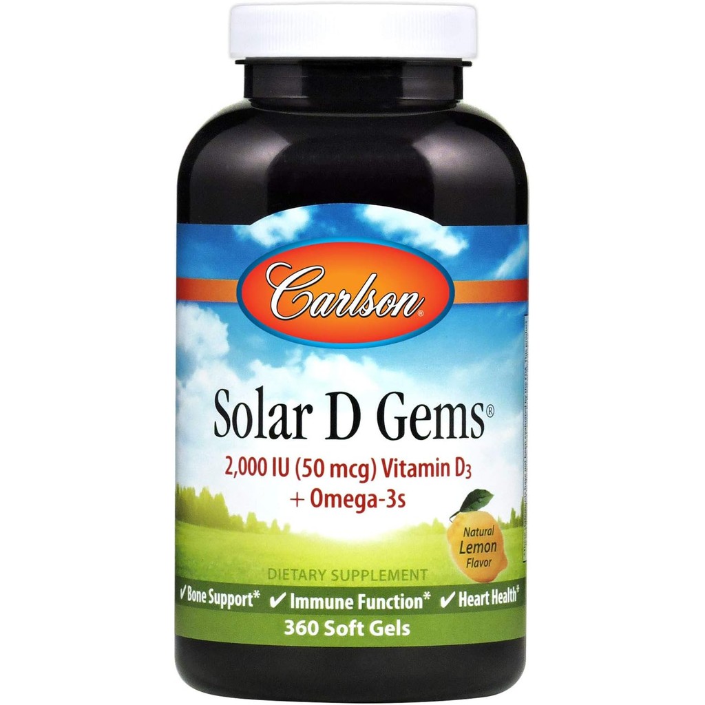 Carlson - Solar D Gems, Vitamin D3 and Omega-3 Supplement, 2000 IU ...