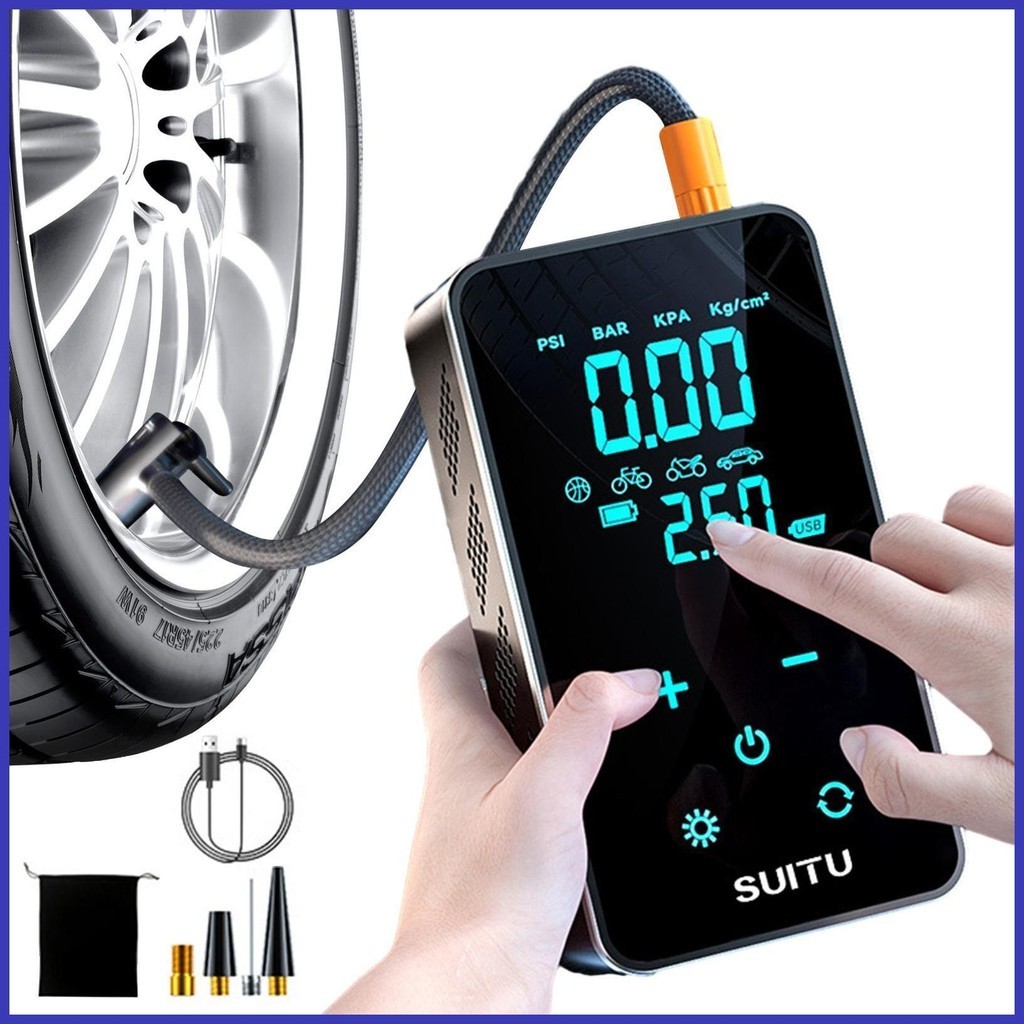 Car Tire Pump Car Tire Ergonomic with LCD Digital Display Tire Inflator ...