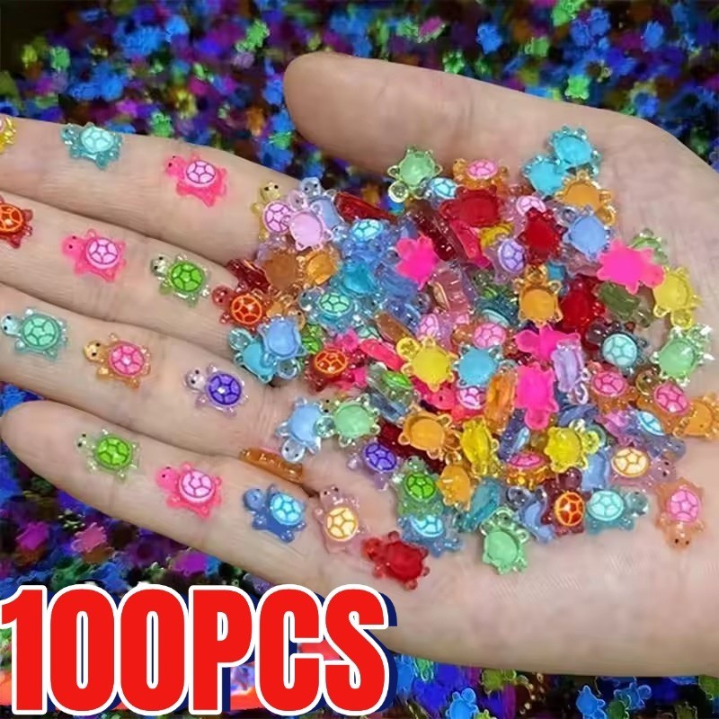 100Pcs Tiny Turtles for Crafts Luminous Mini Resin Turtles Dollhouse ...