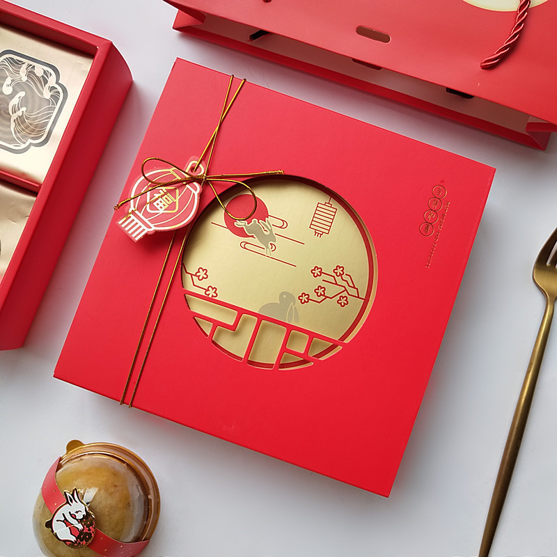 (MOQ:10pcs)Snowskin Mooncake Gift Box Empty Paper Box Red Egg Yolk ...