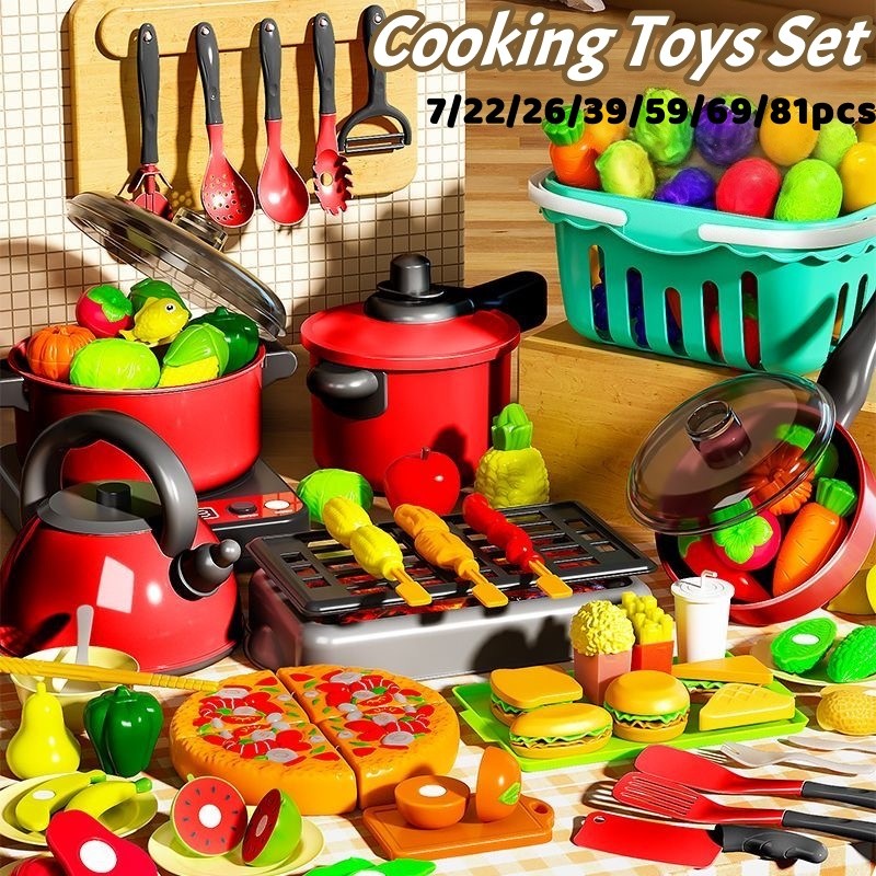 Kids Kitchen Playset Pretend Cooking Toys Educational Role Play ...
