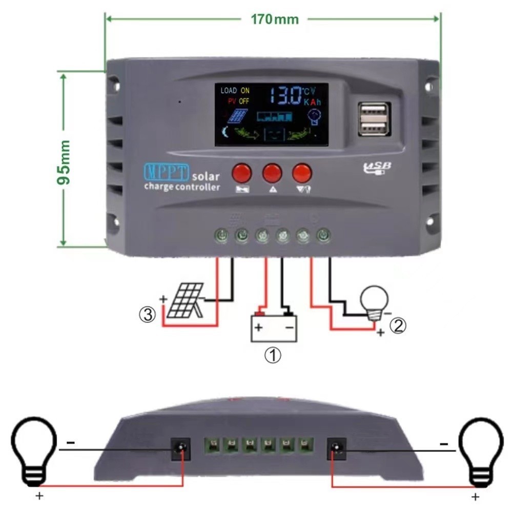 12V/24V AdaptiveSolar Controller USB Controller MPPTController Main ...