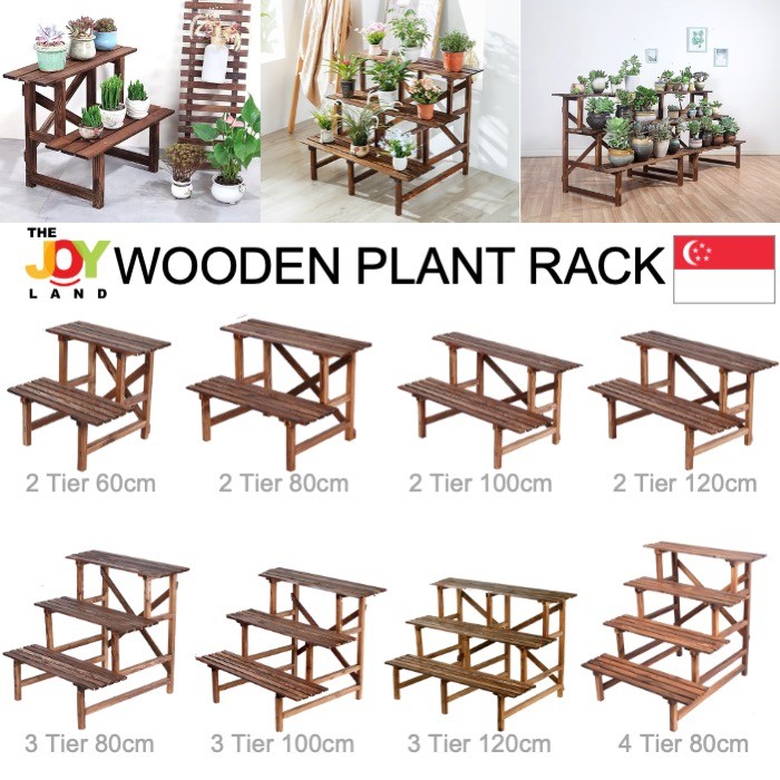 [SG SELLER] 2 / 3/ 4 tier Multi-layer Wooden Plant Rack Multi-tiers ...