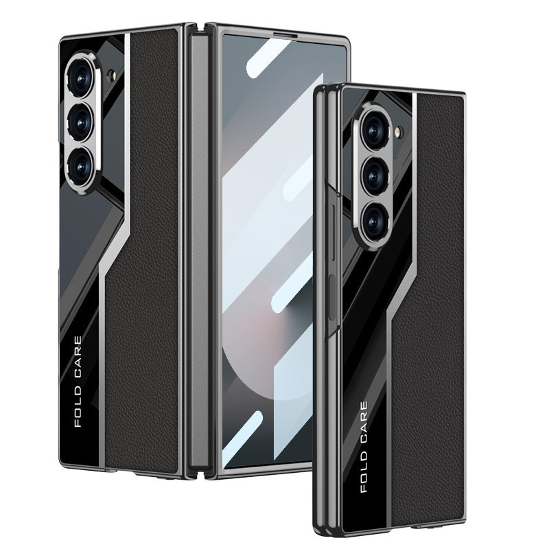 Case Samsung Galaxy Z Fold 7 Fold7 GKK Luxury Plating PU Leather With Glass - Gambar 2