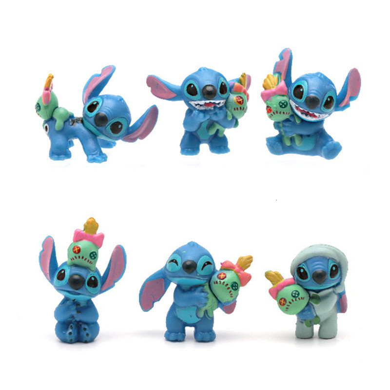 6Pcs/set Cute MINI Stitch Action Figures Cartoon Lilo and Stitch Scrump ...