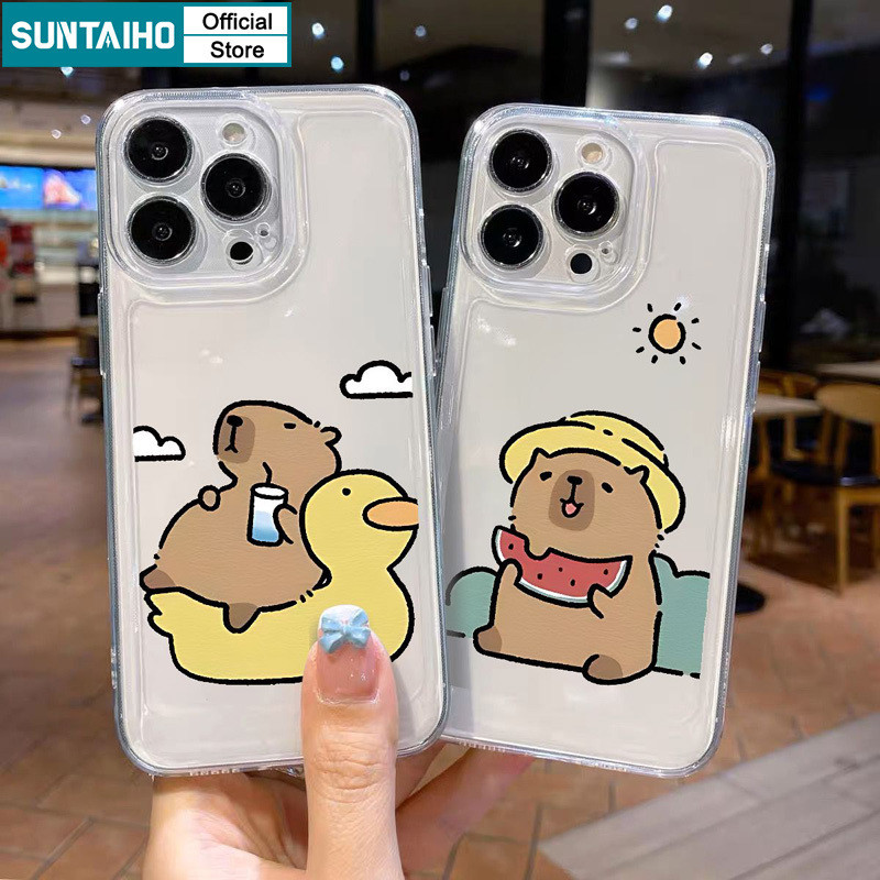 Suntaiho Cute Unique Casing Capybara Vacation Pattern Phone Case