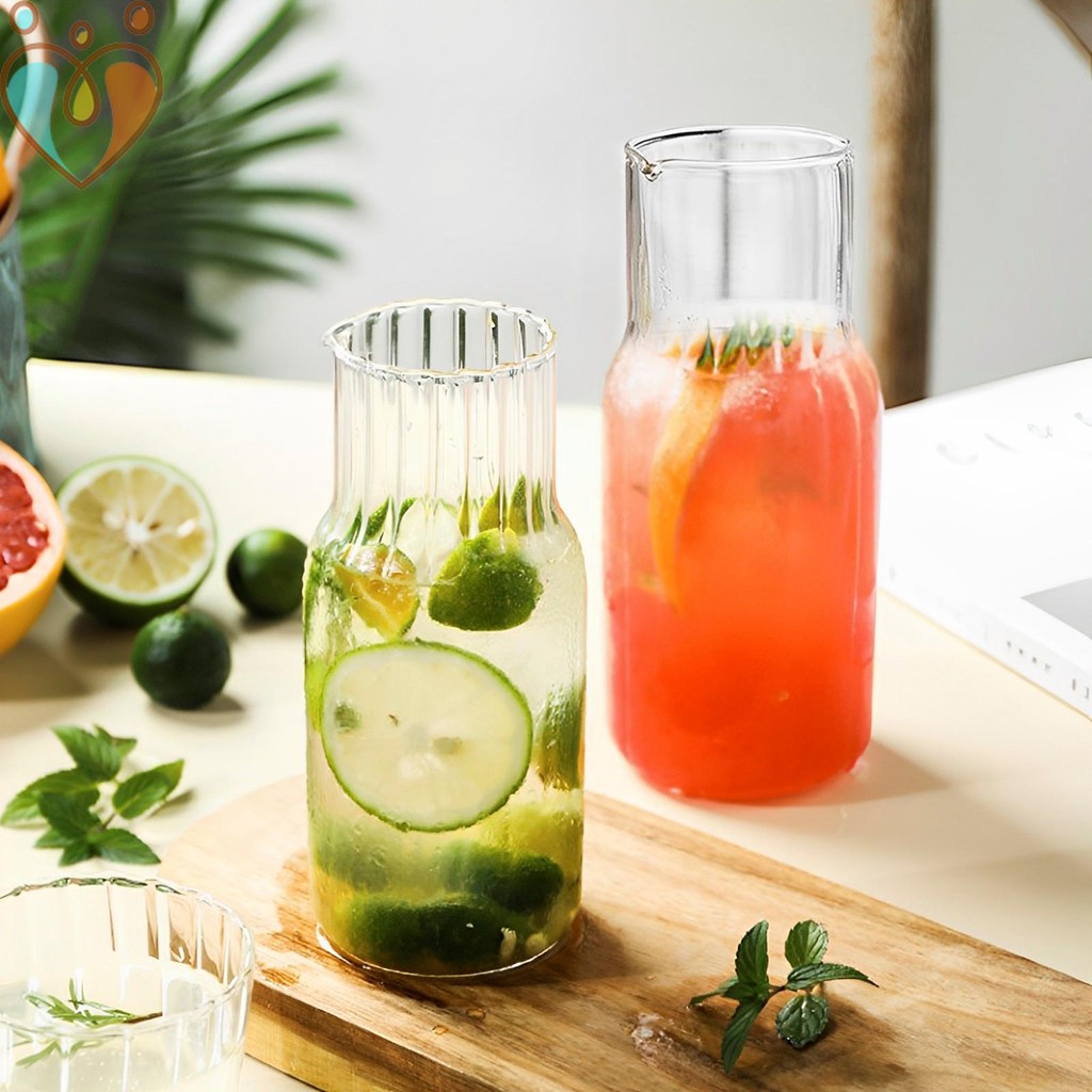 Glass Water Pitcher Set with Glass Cup 500ML/600ML V-Shaped Mouth Glass ...